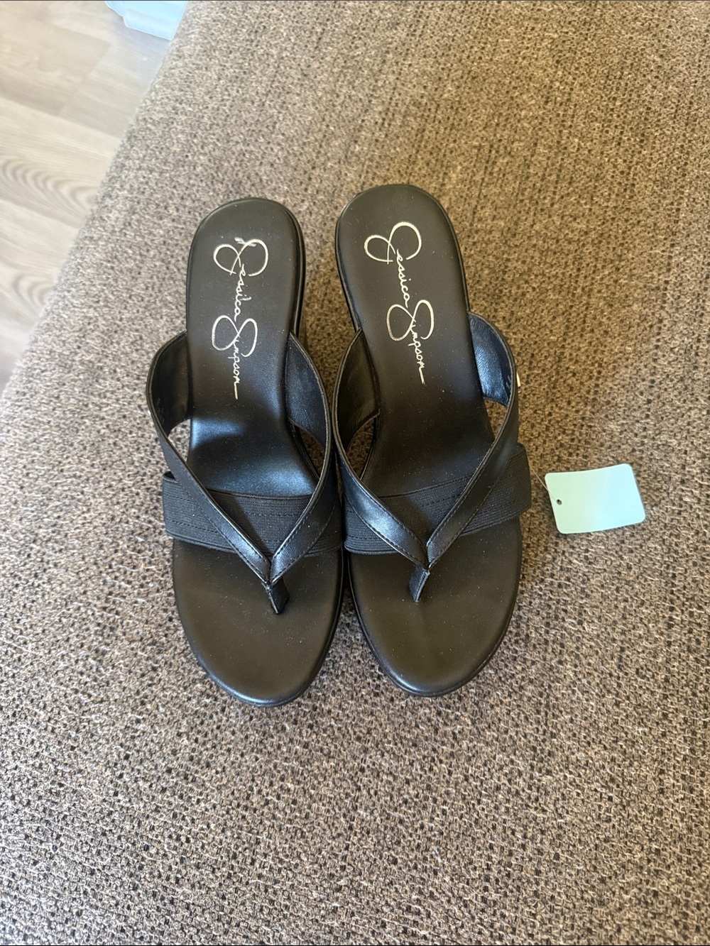Jessica Simpson Black Slide Thong Mules